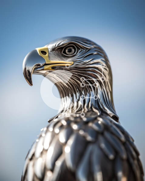 Intra Συλλεκτικό Ξύλινο Παζλ Plywood  4mm - Κοντινό πλάνο του αγάλματος του αετού ενάντια στο μπλε ουρανό Σε Ξύλινο Κουτί - Διαστάσεις: 10x10 cm – 25 κομμάτια