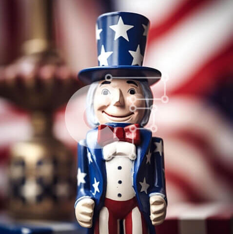 Intra Συλλεκτικό Ξύλινο Παζλ Plywood 4mm - Φιγούρα παιχνιδιών θείου Σαμ με πατριωτική στολή Σε Ξύλινο Κουτί - Διαστάσεις: 10x10 cm – 25 κομμάτια - Image 1