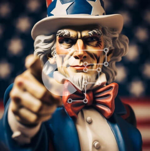 Intra Συλλεκτικό Ξύλινο Παζλ Plywood  4mm - Άγαλμα του θείου Σαμ που δείχνει την κάμερα Σε Ξύλινο Κουτί - Διαστάσεις: 10x10 cm – 25 κομμάτια - Image 1