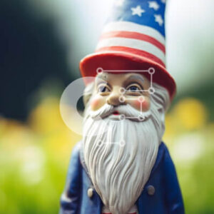 Intra Συλλεκτικό Ξύλινο Παζλ Plywood  4mm - Patriotic Gnome με καπέλο και στολή με αμερικανική σημαία Σε Ξύλινο Κουτί - Διαστάσεις Puzzle: 10x10 cm – 25 κομμάτια