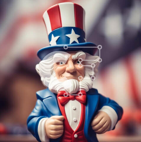 Intra Συλλεκτικό Ξύλινο Παζλ Plywood 4mm - Το ειδώλιο του θείου Σαμ με πατριωτική ενδυμασία Σε Ξύλινο Κουτί - Διαστάσεις: 10x10 cm – 25 κομμάτια - Image 1