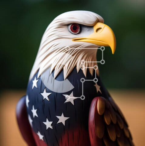 Intra Συλλεκτικό Ξύλινο Παζλ Plywood 4mm - Ειδώλιο αετού με σχέδιο κόκκινο, λευκό και μπλε Σε Ξύλινο Κουτί - Διαστάσεις: 10x10 cm – 25 κομμάτια - Image 1