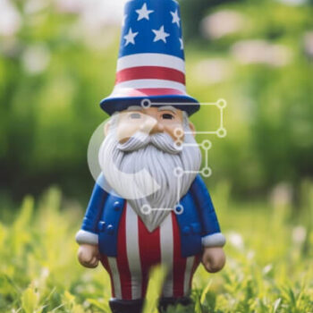 Intra Συλλεκτικό Ξύλινο Παζλ Plywood 4mm - Toy Gnome με κοστούμι αμερικανικής σημαίας στο πράσινο γρασίδι Σε Ξύλινο Κουτί - Διαστάσεις Puzzle: 10x10 cm – 25 κομμάτια - Image 1