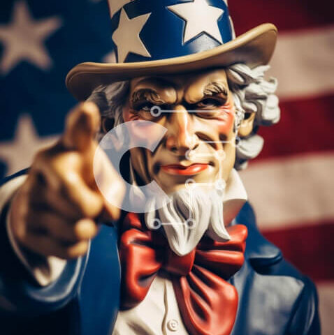 Intra Συλλεκτικό Ξύλινο Παζλ Plywood  4mm - Άγαλμα θείου Σαμ και αμερικανική σημαία Σε Ξύλινο Κουτί - Διαστάσεις Puzzle: 10x10 cm – 25 κομμάτια - Image 1