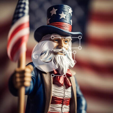 Intra Συλλεκτικό Ξύλινο Παζλ Plywood  4mm - Άγαλμα του θείου με αμερικανική σημαία Σε Ξύλινο Κουτί - Διαστάσεις Puzzle: 10x10 cm – 25 κομμάτια - Image 1