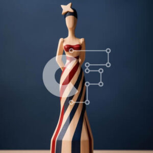 Intra Συλλεκτικό Ξύλινο Παζλ Plywood  4mm - Πατριωτικό ξύλινο άγαλμα της Αμερικανίδας Σε Ξύλινο Κουτί - Διαστάσεις Puzzle: 10x10 cm – 25 κομμάτια