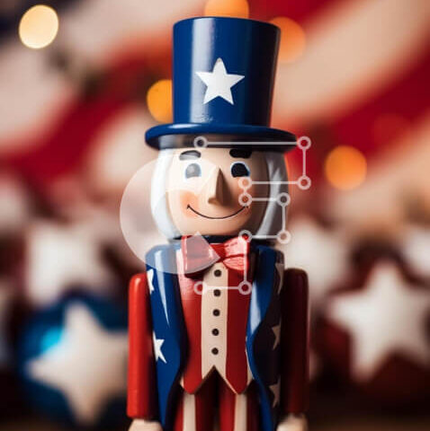 Intra Συλλεκτικό Ξύλινο Παζλ Plywood 4mm - Πατριωτικός θείος Σαμ Καρυοθραύστης Παιχνίδι για τους εορτασμούς της 4ης Ιουλίου Σε Ξύλινο Κουτί - Διαστάσεις: 10x10 cm – 25 κομμάτια - Image 1