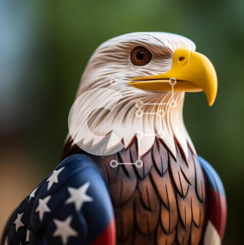 Intra Συλλεκτικό Ξύλινο Παζλ Plywood  4mm - Πλαστικό άγαλμα αετού με αμερικανική σημαία Σε Ξύλινο Κουτί - Διαστάσεις: 10x10 cm – 25 κομμάτια - Image 1