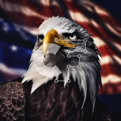 Intra Συλλεκτικό Ξύλινο Παζλ Plywood  4mm - Αετός μπροστά από την αμερικανική σημαία Σε Ξύλινο Κουτί - Διαστάσεις: 10x10 cm – 25 κομμάτια - Image 1