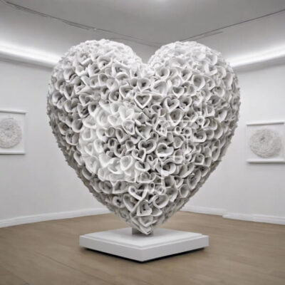 Intra Συλλεκτικό Ξύλινο Παζλ Plywood  4mm - Γλυπτό σε σχήμα καρδιάς σε μια γκαλερί τέχνης Σε Ξύλινο Κουτί - Διαστάσεις Puzzle: 10x10 cm – 25 κομμάτια - Image 1