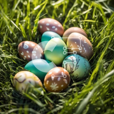 Intra Συλλεκτικό Ξύλινο Παζλ Plywood  4mm - Διακοσμημένα Πασχαλινά αυγά σε γρασίδι Σε Ξύλινο Κουτί - Διαστάσεις: 10x10 cm – 25 κομμάτια - Image 1