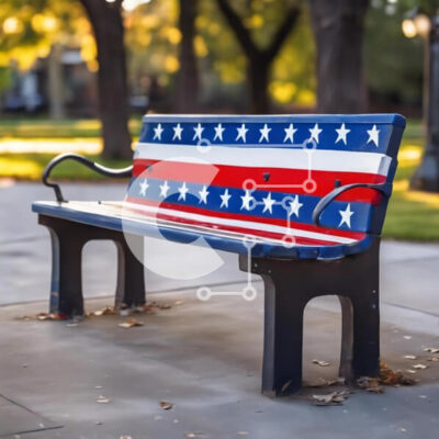 Intra Συλλεκτικό Ξύλινο Παζλ Plywood  4mm - Παγκάκι πάρκου American Flag στη μέση ενός πάρκου Σε Ξύλινο Κουτί - Διαστάσεις Puzzle: 10x10 cm – 25 κομμάτια - Image 1