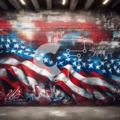 Intra Συλλεκτικό Ξύλινο Παζλ Plywood  4mm - Τοιχογραφία αμερικανικής σημαίας στην υπόγεια περιοχή Σε Ξύλινο Κουτί - Διαστάσεις Puzzle: 10x10 cm – 25 κομμάτια - Image 1