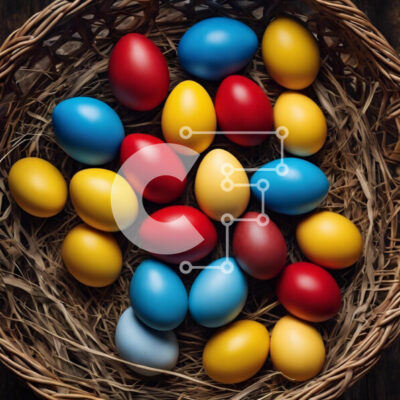 Intra Συλλεκτικό Ξύλινο Παζλ Plywood  4mm - Πολύχρωμα Πασχαλινά αυγά στο καλάθι Σε Ξύλινο Κουτί - Διαστάσεις: 10x10 cm – 25 κομμάτια - Image 1