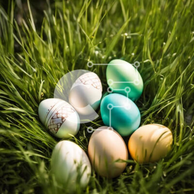 Intra Συλλεκτικό Ξύλινο Παζλ Plywood  4mm - Πολύχρωμα Πασχαλινά αυγά στο γρασίδι Σε Ξύλινο Κουτί - Διαστάσεις: 10x10 cm – 25 κομμάτια - Image 1