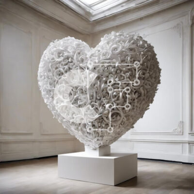 Intra Συλλεκτικό Ξύλινο Παζλ Plywood 4mm - Εμφάνιση χάρτινων γλυπτών σε σχήμα καρδιάς σε λευκό δωμάτιο Σε Ξύλινο Κουτί - Διαστάσεις Puzzle: 10x10 cm – 25 κομμάτια - Image 1