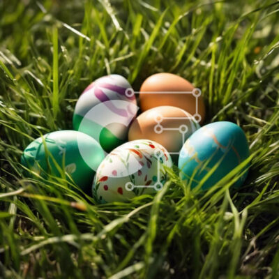 Intra Συλλεκτικό Ξύλινο Παζλ Plywood  4mm - Πολύχρωμα Πασχαλινά αυγά στο γρασίδι Σε Ξύλινο Κουτί - Διαστάσεις Puzzle: 10x10 cm – 25 κομμάτια - Image 1