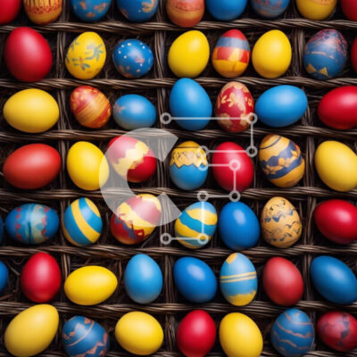 Intra Συλλεκτικό Ξύλινο Παζλ Plywood  4mm - Πολύχρωμα Πασχαλινά αυγά σε ένα καλάθι Σε Ξύλινο Κουτί - Διαστάσεις Puzzle: 10x10 cm – 25 κομμάτια - Image 1