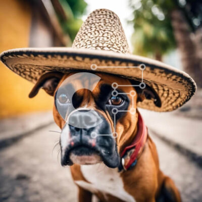 Intra Συλλεκτικό Ξύλινο Παζλ Plywood  4mm - Σκύλος μπόξερ με καπέλο σομπρέρο Σε Ξύλινο Κουτί - Διαστάσεις: 10x10 cm – 25 κομμάτια - Image 1