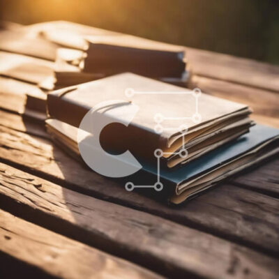 Intra Συλλεκτικό Ξύλινο Παζλ Plywood  4mm - Στοίβα από βιβλία στο ξύλινο τραπέζι με το ηλιοβασίλεμα Σε Ξύλινο Κουτί - Διαστάσεις Puzzle: 10x10 cm – 25 κομμάτια - Image 1