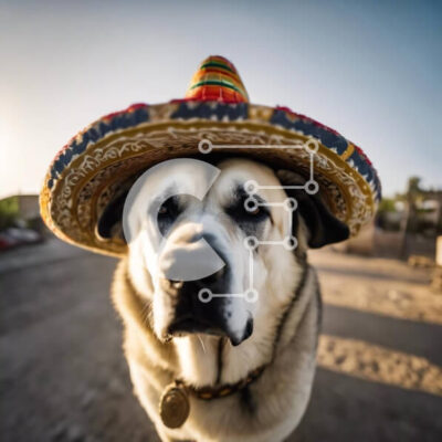 Intra Συλλεκτικό Ξύλινο Παζλ Plywood  4mm - Λευκός σκύλος με κεντημένο καπέλο σομπρέρο Σε Ξύλινο Κουτί - Διαστάσεις: 10x10 cm – 25 κομμάτια - Image 1