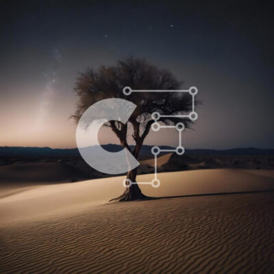 Intra Συλλεκτικό Ξύλινο Παζλ Plywood  4mm - Απομονωμένο δέντρο στο τοπίο της ερήμου Σε Ξύλινο Κουτί - Διαστάσεις: 10x10 cm – 25 κομμάτια - Image 1