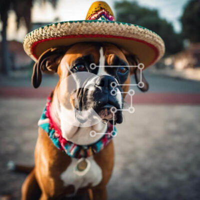 Intra Συλλεκτικό Ξύλινο Παζλ Plywood  4mm - Σκύλος μπόξερ σε μεξικάνικο σομπρέρο Σε Ξύλινο Κουτί - Διαστάσεις: 10x10 cm – 25 κομμάτια - Image 1