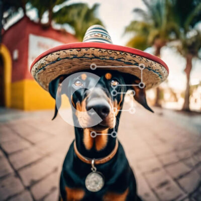 Intra Συλλεκτικό Ξύλινο Παζλ Plywood 4mm - Μεξικάνικος σκύλος με καπέλο σομπρέρο στο πεζοδρόμιο Σε Ξύλινο Κουτί - Διαστάσεις: 10x10 cm – 25 κομμάτια - Image 1