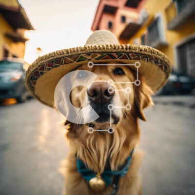 Intra Συλλεκτικό Ξύλινο Παζλ Plywood  4mm - Γκόλντεν Ριτρίβερ με αυθεντικό μεξικάνικο καπέλο Σε Ξύλινο Κουτί - Διαστάσεις: 10x10 cm – 25 κομμάτια - Image 1