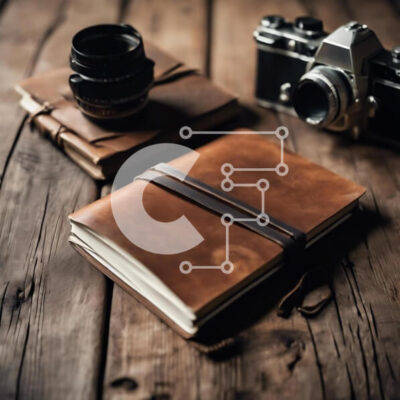 Intra Συλλεκτικό Ξύλινο Παζλ Plywood  4mm - Vintage κάμερα, σημειωματάριο και φλιτζάνια καφέ σε ξύλινο τραπέζι Σε Ξύλινο Κουτί - Διαστάσεις: 10x10 cm – 25 κομμάτια - Image 1