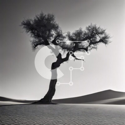 Intra Συλλεκτικό Ξύλινο Παζλ Plywood  4mm - Μοναχικό δέντρο στο έρημο τοπίο Σε Ξύλινο Κουτί - Διαστάσεις: 10x10 cm – 25 κομμάτια - Image 1