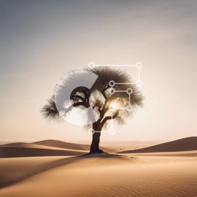 Intra Συλλεκτικό Ξύλινο Παζλ Plywood  4mm - Μοναχικό δέντρο στην έρημο στο ηλιοβασίλεμα Σε Ξύλινο Κουτί - Διαστάσεις: 10x10 cm – 25 κομμάτια - Image 1