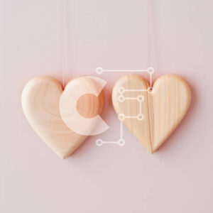 Intra Συλλεκτικό Ξύλινο Παζλ Plywood  4mm - Δύο ξύλινα σχήματα καρδιάς σε ροζ φόντο Σε Ξύλινο Κουτί - Διαστάσεις Puzzle: 10x10 cm – 25 κομμάτια