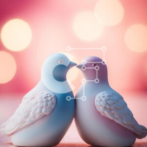 Intra Συλλεκτικό Ξύλινο Παζλ Plywood  4mm - Ρομαντικά ειδώλια πουλιών σε ροζ και μπλε Σε Ξύλινο Κουτί - Διαστάσεις: 10x10 cm – 25 κομμάτια