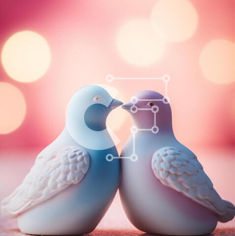 Intra Συλλεκτικό Ξύλινο Παζλ Plywood  4mm - Ρομαντικά ειδώλια πουλιών σε ροζ και μπλε Σε Ξύλινο Κουτί - Διαστάσεις: 10x10 cm – 25 κομμάτια - Image 1