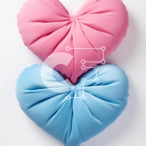 Intra Συλλεκτικό Ξύλινο Παζλ Plywood  4mm - Μαξιλάρια σε σχήμα καρδιάς σε ροζ και μπλε Σε Ξύλινο Κουτί - Διαστάσεις: 10x10 cm – 25 κομμάτια - Image 1