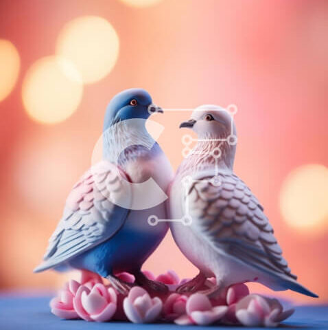 Intra Συλλεκτικό Ξύλινο Παζλ Plywood  4mm - Ρομαντικά ειδώλια περιστεριών σε ανθοσυνθέσεις Σε Ξύλινο Κουτί - Διαστάσεις: 10x10 cm – 25 κομμάτια - Image 1