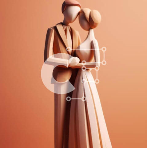 Intra Συλλεκτικό Ξύλινο Παζλ Plywood 4mm - 3D μοντέλο από ξύλινα ειδώλια νύφης και γαμπρού Σε Ξύλινο Κουτί - Διαστάσεις Puzzle: 10x10 cm – 25 κομμάτια - Image 1