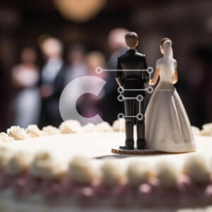 Intra Συλλεκτικό Ξύλινο Παζλ Plywood  4mm - Γαμήλια τούρτα με ειδώλια νύφης και γαμπρού Σε Ξύλινο Κουτί - Διαστάσεις: 10x10 cm – 25 κομμάτια