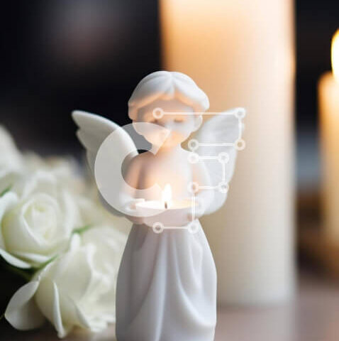 Intra Συλλεκτικό Ξύλινο Παζλ Plywood  4mm - Ειδώλιο αγγέλου με λευκά τριαντάφυλλα και κεριά Σε Ξύλινο Κουτί - Διαστάσεις: 10x10 cm – 25 κομμάτια - Image 1