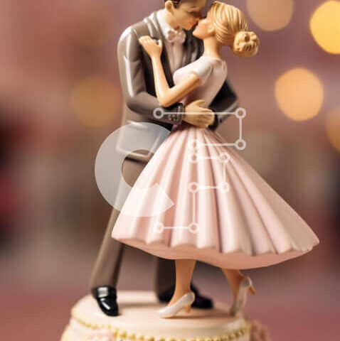 Intra Συλλεκτικό Ξύλινο Παζλ Plywood 4mm - Ειδώλιο γαμήλιας τούρτας με τη νύφη και τον γαμπρό να φιλιούνται Σε Ξύλινο Κουτί - Διαστάσεις: 10x10 cm – 25 κομμάτια - Image 1