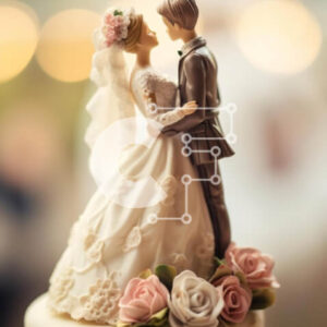 Intra Συλλεκτικό Ξύλινο Παζλ Plywood  4mm - Γαμήλια τούρτα με ειδώλια και τριαντάφυλλα νύφης και γαμπρού Σε Ξύλινο Κουτί - Διαστάσεις: 10x10 cm – 25 κομμάτια