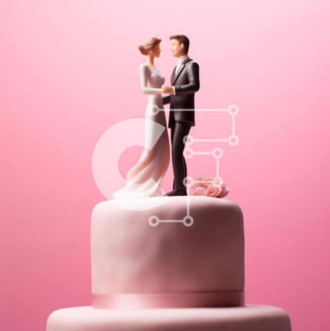 Intra Συλλεκτικό Ξύλινο Παζλ Plywood  4mm - Ρομαντική γαμήλια τούρτα με ειδώλια νύφης και γαμπρού Σε Ξύλινο Κουτί - Διαστάσεις Puzzle: 10x10 cm – 25 κομμάτια - Image 1