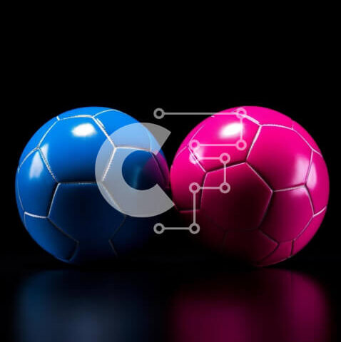 Intra Συλλεκτικό Ξύλινο Παζλ Plywood 4mm - Μπλε και ροζ μπάλες ποδοσφαίρου Σε Ξύλινο Κουτί - Διαστάσεις Puzzle: 10x10 cm – 25 κομμάτια - Image 1