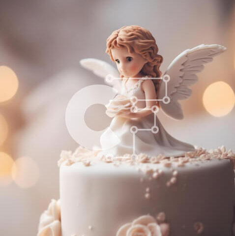 Intra Συλλεκτικό Ξύλινο Παζλ Plywood  4mm - Λευκή τούρτα με ειδώλιο αγγέλου και κεριά Σε Ξύλινο Κουτί - Διαστάσεις: 10x10 cm – 25 κομμάτια - Image 1