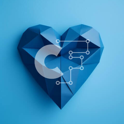 Intra Συλλεκτικό Ξύλινο Παζλ Plywood 4mm - Μπλε καρδιά Origami σε μπλε φόντο Σε Ξύλινο Κουτί - Διαστάσεις: 10x10 cm – 25 κομμάτια - Image 1