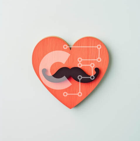 Intra Συλλεκτικό Ξύλινο Παζλ Plywood  4mm - Ξύλινη καρδιά με μουστάκι σε άσπρο φόντο Σε Ξύλινο Κουτί - Διαστάσεις: 10x10 cm – 25 κομμάτια - Image 1