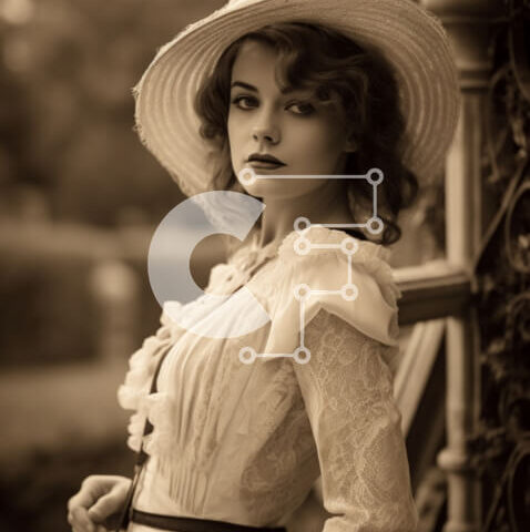 Intra Συλλεκτικό Ξύλινο Παζλ Plywood  4mm - Κομψή γυναίκα με λευκό φόρεμα και μεγάλο καπέλο Σε Ξύλινο Κουτί - Διαστάσεις Puzzle: 10x10 cm – 25 κομμάτια - Image 1