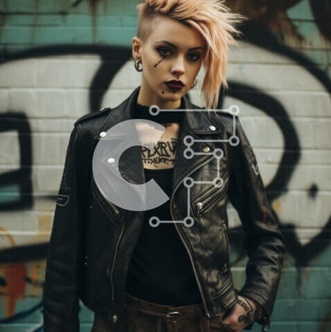 Intra Συλλεκτικό Ξύλινο Παζλ Plywood  4mm - Νεαρή γυναίκα με ροζ μαλλιά και τοίχους γκράφιτι Σε Ξύλινο Κουτί - Διαστάσεις Puzzle: 10x10 cm – 25 κομμάτια - Image 1