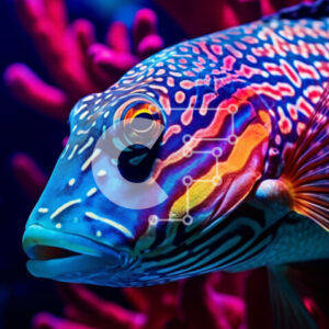 Intra Συλλεκτικό Ξύλινο Παζλ Plywood  4mm - Πολύχρωμα ψάρια που κολυμπούν ανάμεσα στα κοράλλια στο ενυδρείο Σε Ξύλινο Κουτί - Διαστάσεις: 10x10 cm – 25 κομμάτια